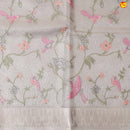 Golden Tissue Saree With Floral & Birds Embroidered Details