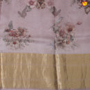 Pastel Pure Organza Silk With Long Zari Border With Floral Digital Print Saree - Thenianantham