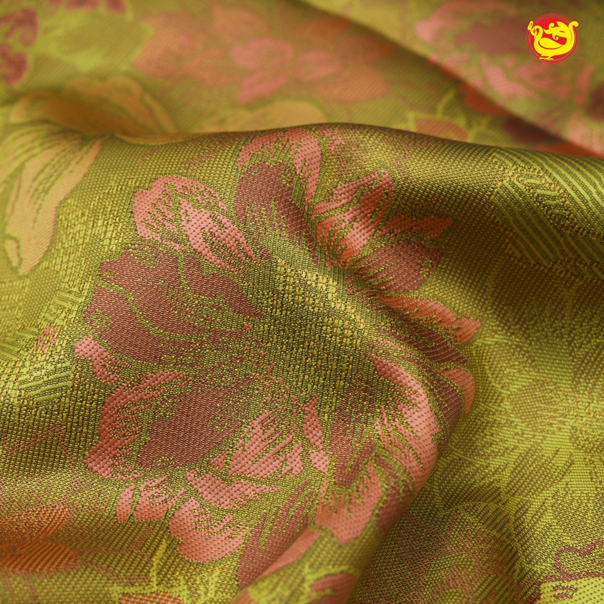 Light Green With Gold Semi Silk Set Sarees - Thenianantham