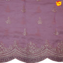 Lilac work saree with embroidery and scalloped edges - Thenianantham