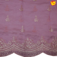 Lilac work saree with embroidery and scalloped edges - Thenianantham