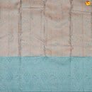 Wheat colour with baby blue border pure Kanchipuram silk saree - Thenianantham