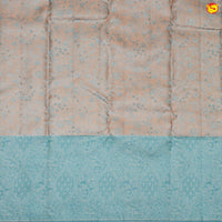 Wheat colour with baby blue border pure Kanchipuram silk saree - Thenianantham