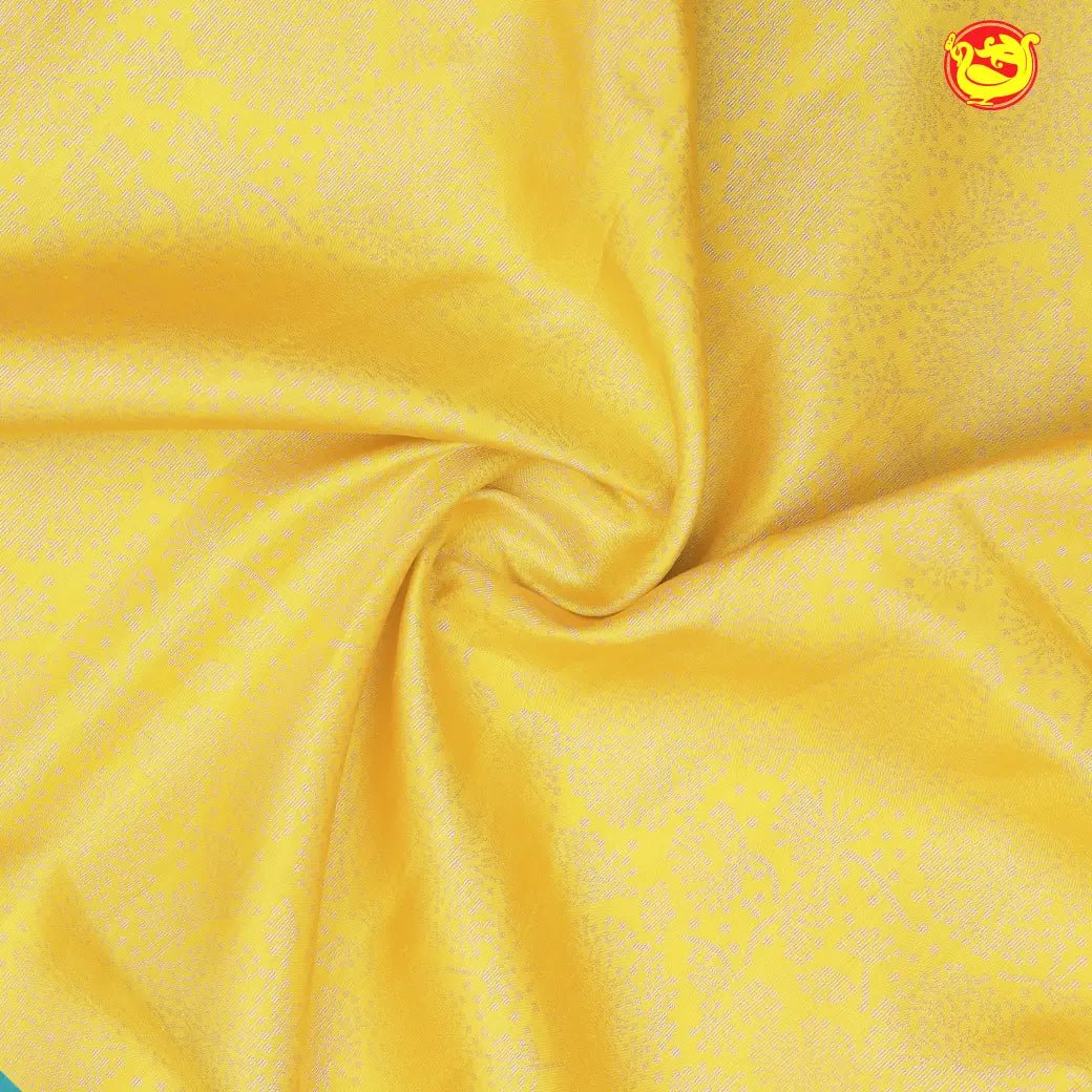 Yellow and turquoise blue pure soft silk saree - Thenianantham