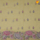 Yellow Pure Chanderi Silk With Floral Hand Embroidered Work Saree - Thenianantham