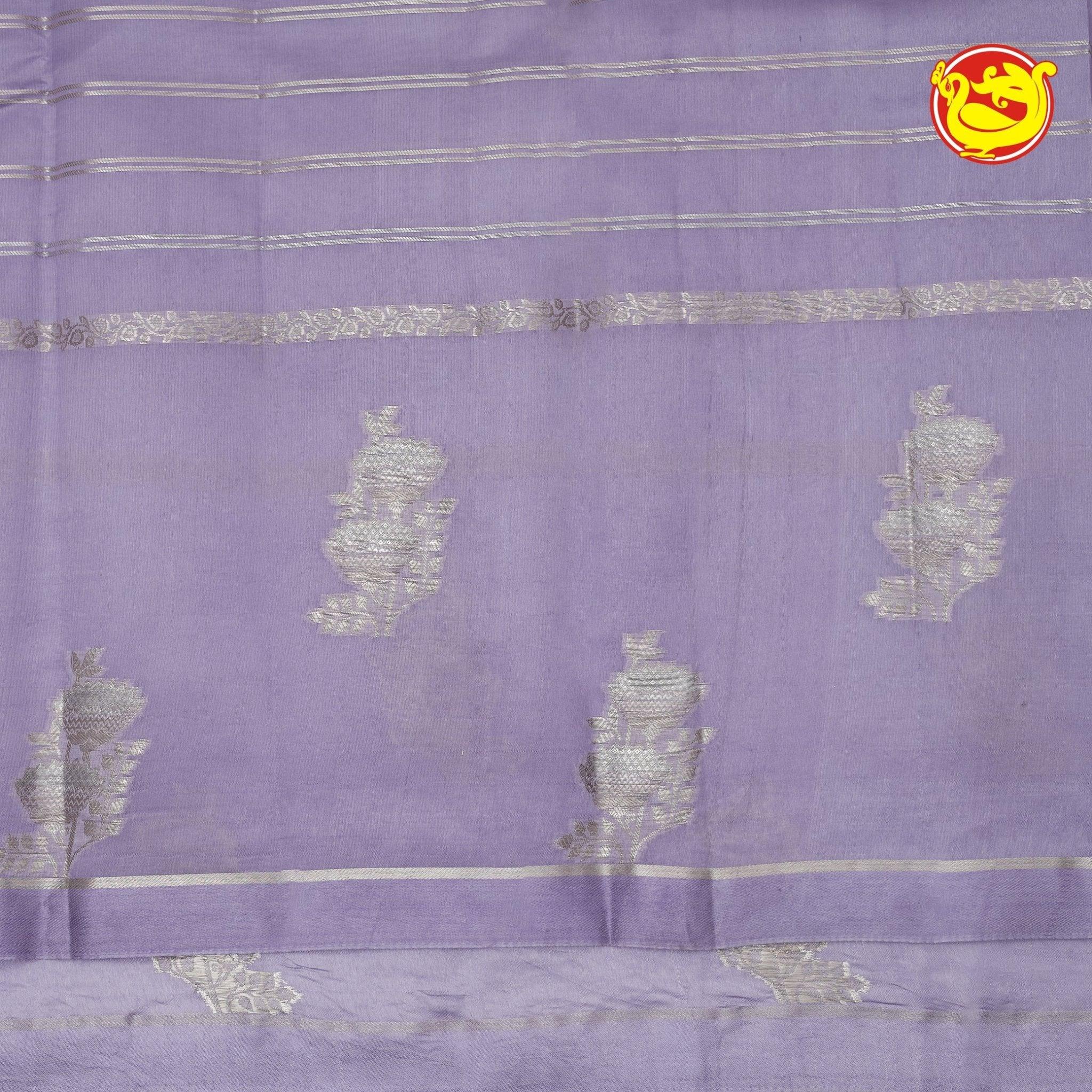 Lavender Dupion Saree With All Over Unique Zari Buttas & Intricate Pallu - Thenianantham