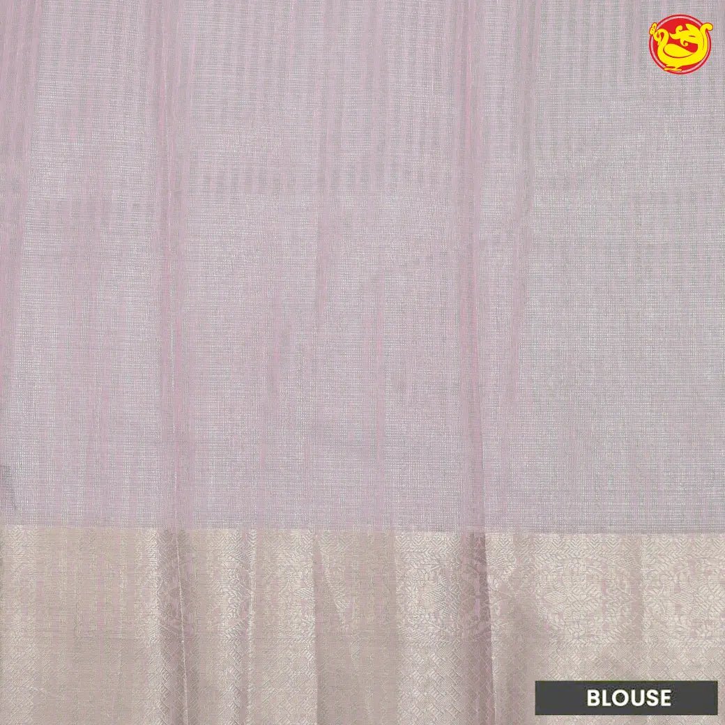 Pastel pink linen tissue saree with digital prints - Thenianantham