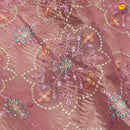 Pink and Gold Mixed With Gold Zari Border With Beads Handwork Floral Design Tissue Crush saree - Thenianantham