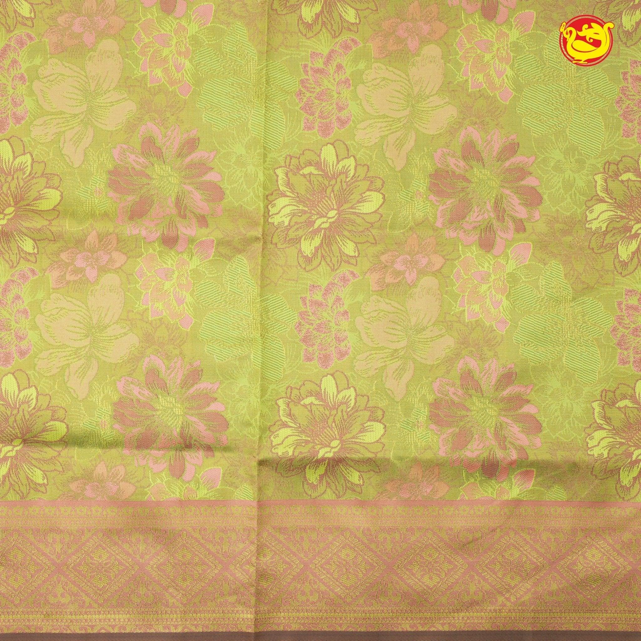 Light Green With Gold Semi Silk Set Sarees - Thenianantham