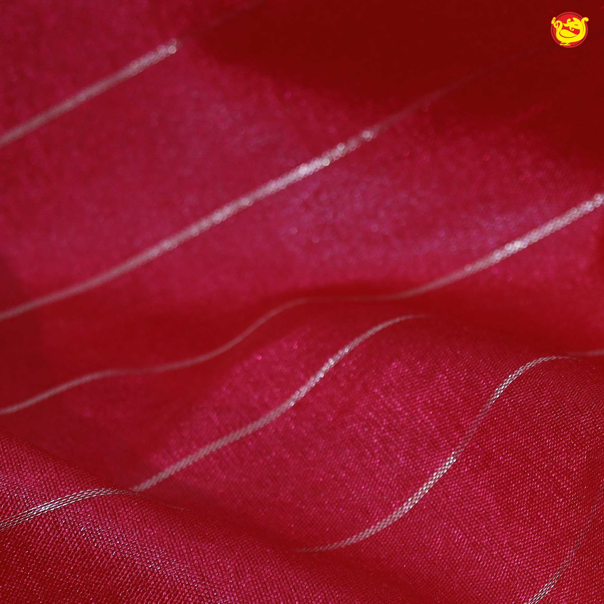 Tomato Pink With Bottle Green Stripes Design Semi Silk Blend Saree With Double Blouse Concept