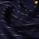 Navy Blue With Mustard Yellow Stripes Design Semi Silk Blend Saree With Double Blouse Concept