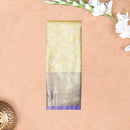 Gold  With Lavender Border Floral Design Traditional  Pattu Pavadai Material