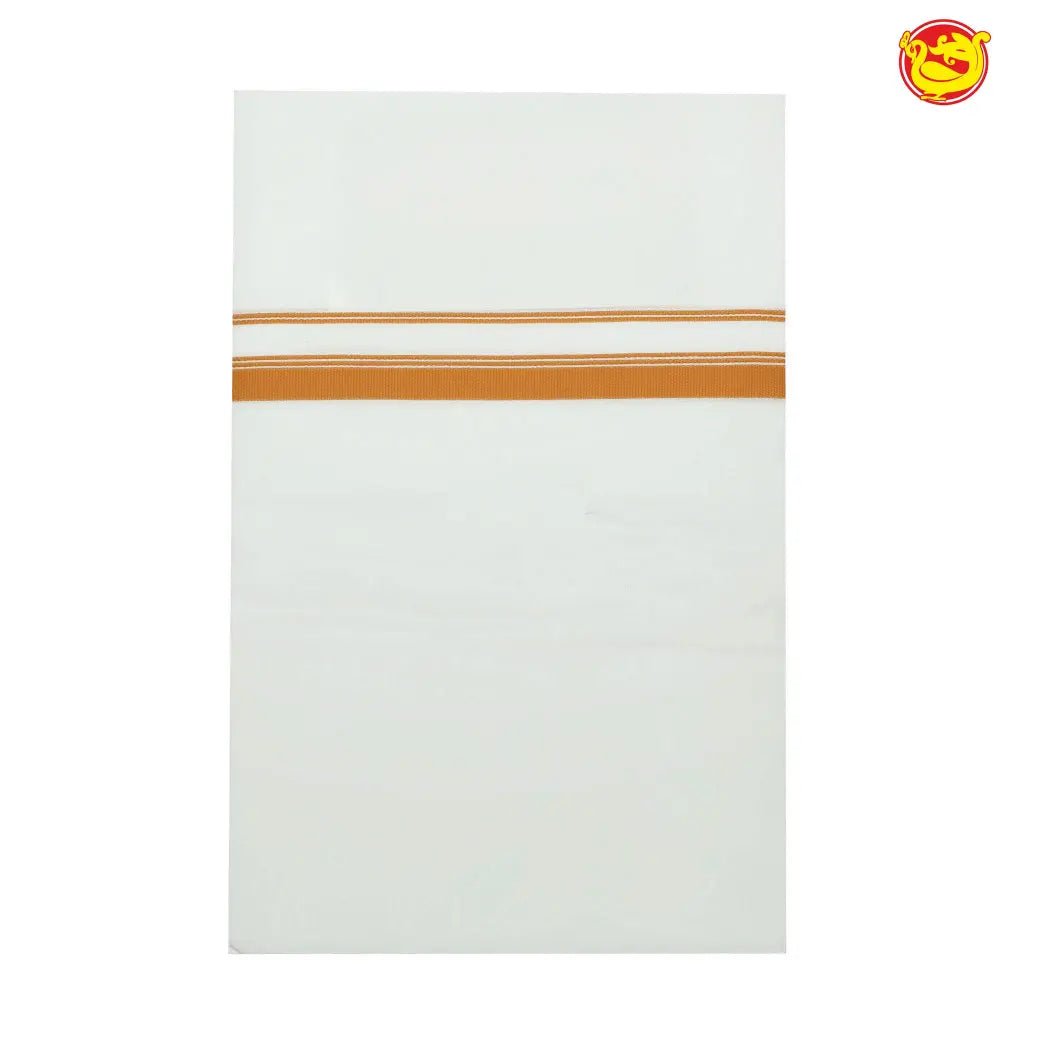 White mens dhoti with thread border