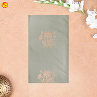 Grey with Brown Floral Motifs Soft silk Saree