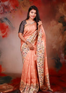 Peach  Colour Semi Dupion Saree