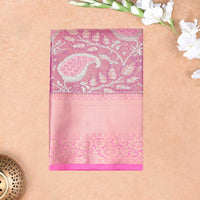 Peach Pink Art Pattu Pavadai Material
