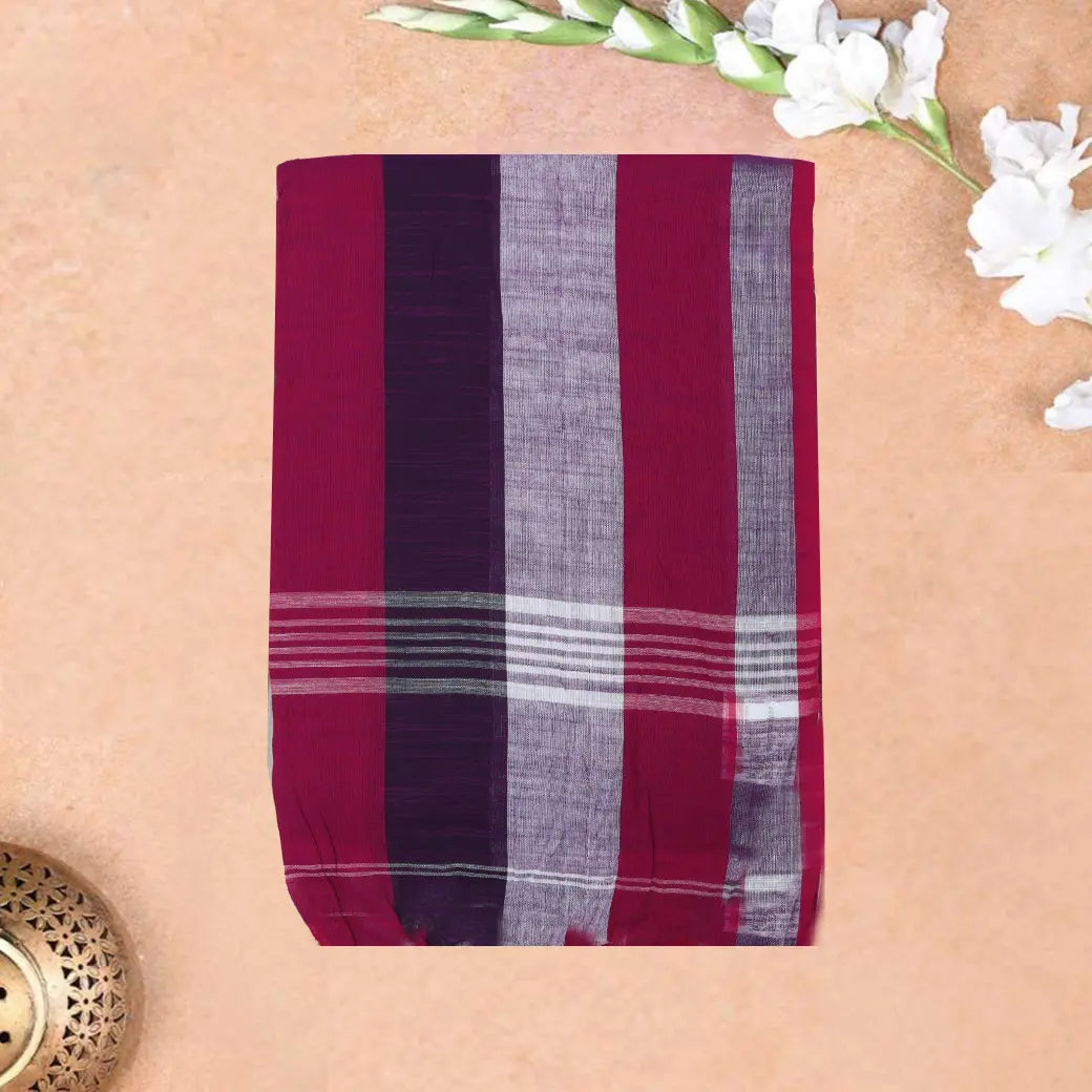 Multicolor Checked Linen Cotton Saree