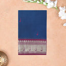 Blue With Magenta Border  Pure Chettinad Cotton Saree with Blouse