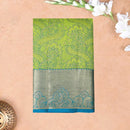 Green  with Blue Gold Zari Border Wedding Silk Saree