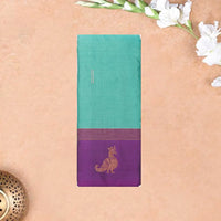 Teal Green With Orange Border  Arani Silk Saree