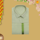 Drab Green Colour Tissue Readymade Shirts And Dhoti Sets for Men