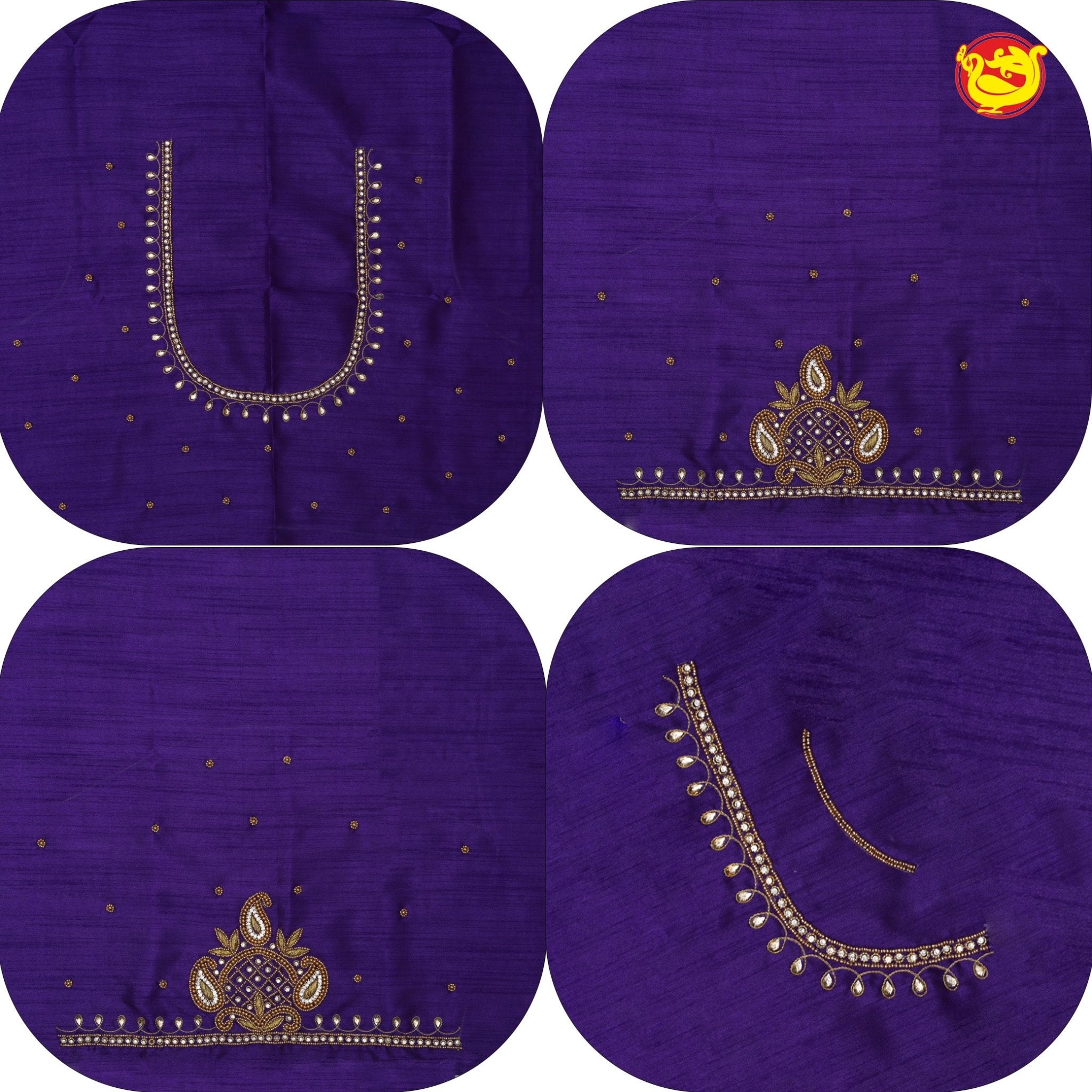 Purple Bridal Aariwork Blouse