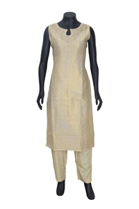 Gold Color Ladies Branded Straight Cut Readymade  Chudi Set