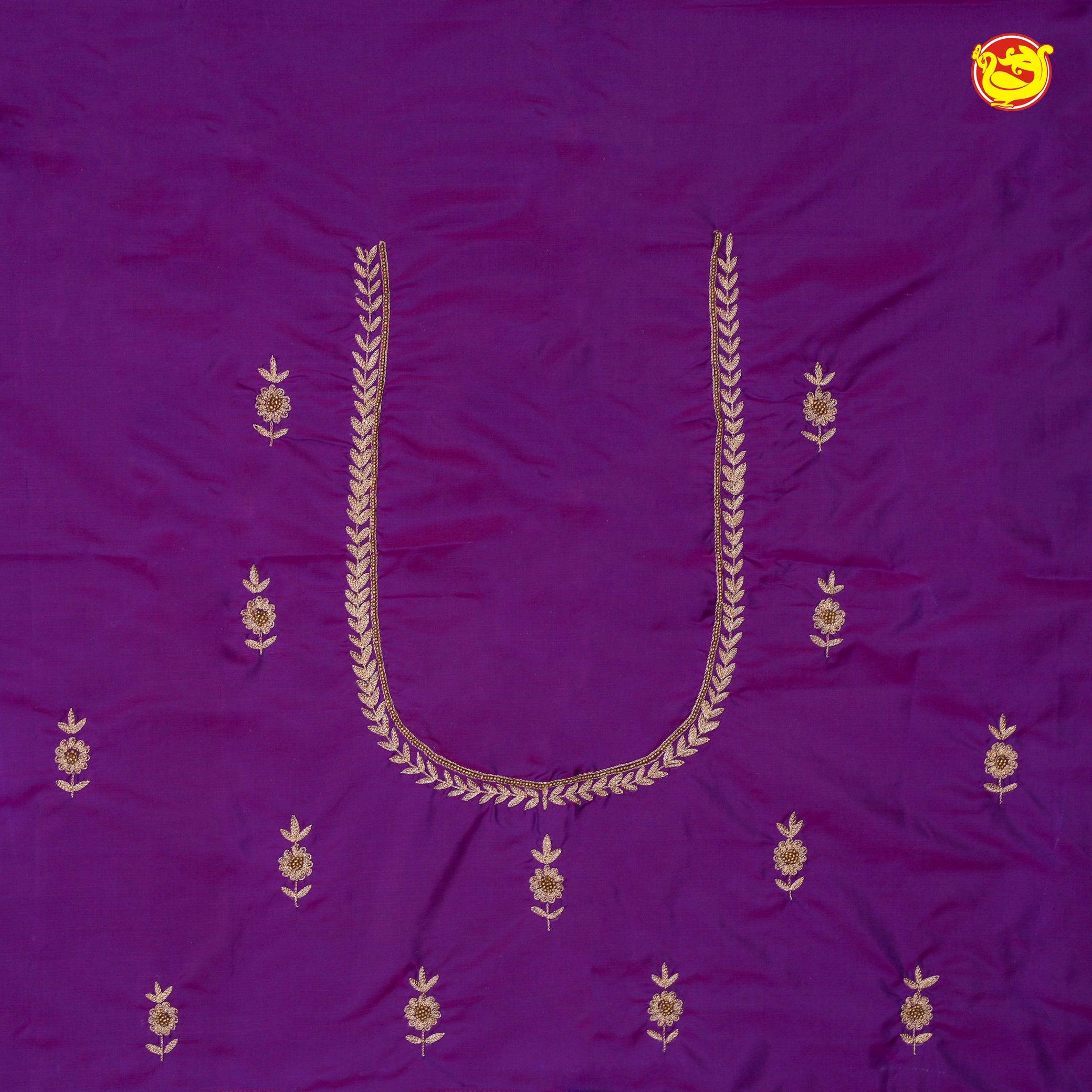 Purple Zari Work Bridal Aariwork Blouse