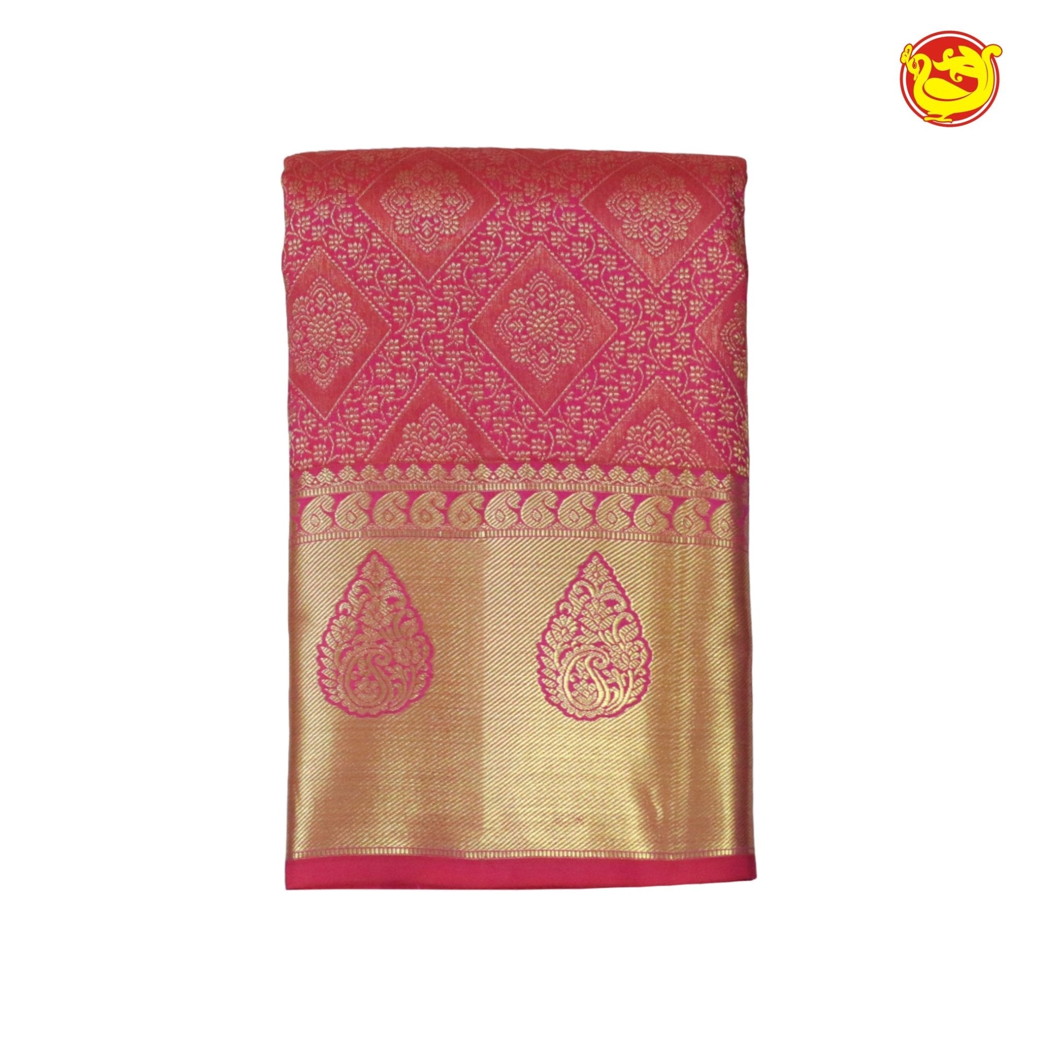 Pink With Gold Zari Wedding Silk Saree - Thenianantham