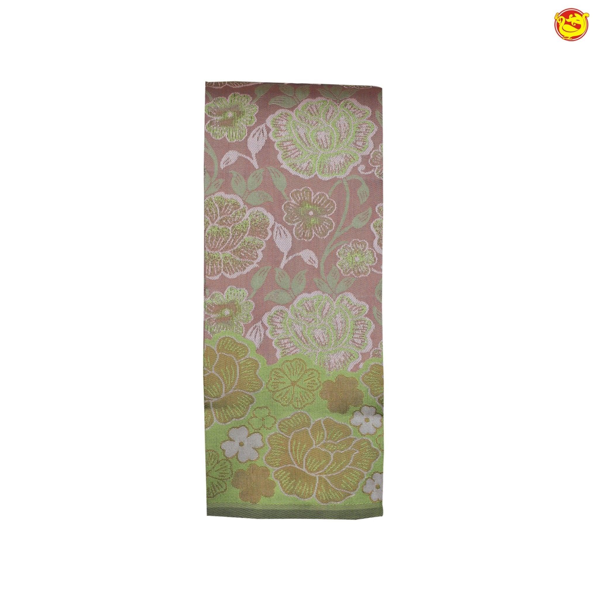 Copper With Light Green Floral Design Copper Zari Semi Silk Set Sarees