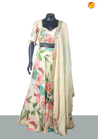 Ivory With Digital Printed Floral Designs With Party Wear Designer Lehenga Choli and dupatta - Thenianantham