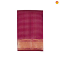 Pink With Checked Motifs and Gold Zari Border Yuvana Pure Soft Silk Saree - Thenianantham