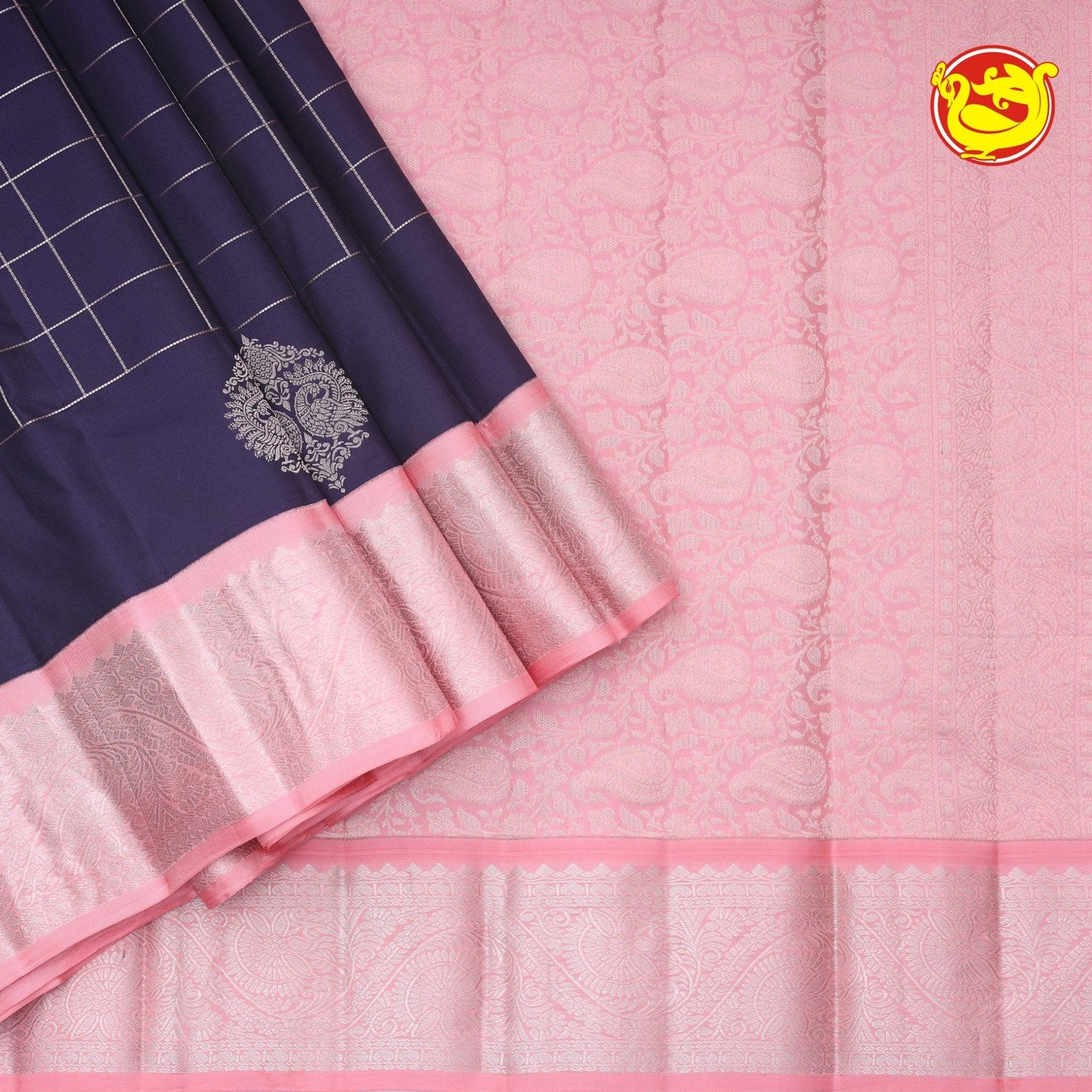 Jamun colour Soft Silk Saree With Peach Pallu - Thenianantham