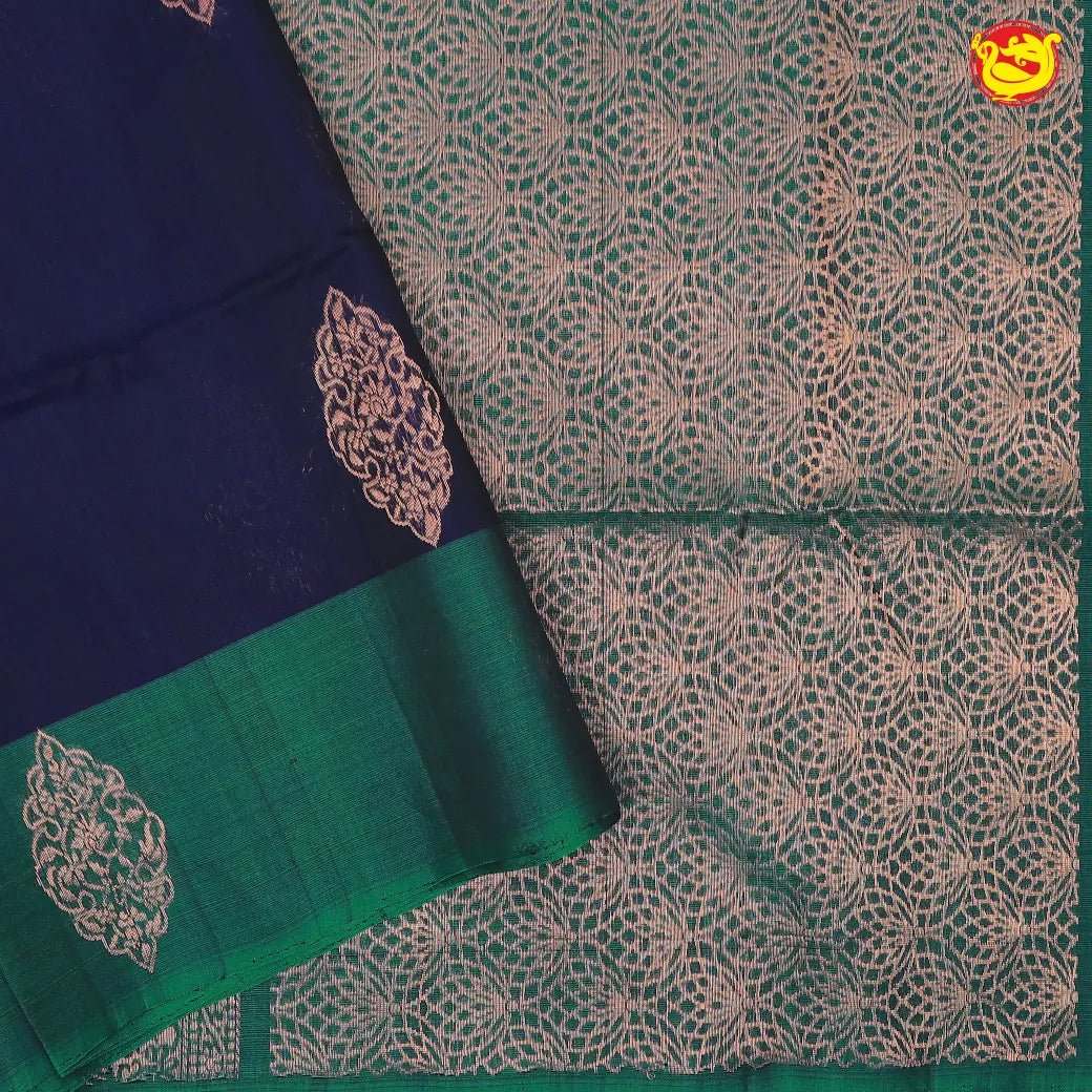 Blue With Green Pure Silk Cotton Saree