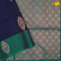 Blue With Green Pure Silk Cotton Saree - Thenianantham