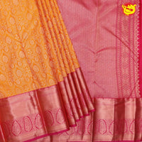 Yellow with Pink Pure Kanchipuram Silk Saree