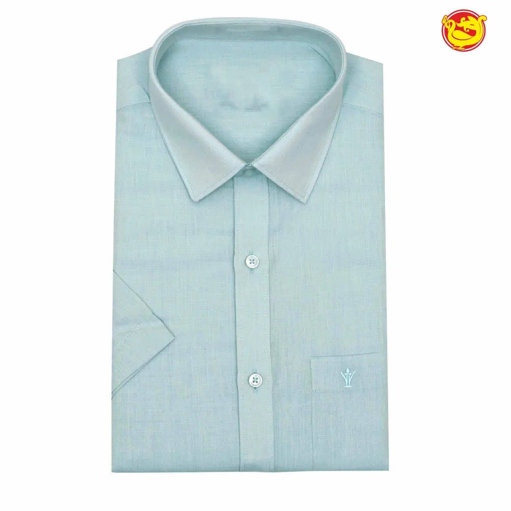 Baby blue tissue cotton flexi fit dhoti and readymade shirt set