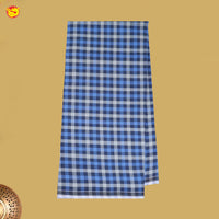 Men’s  Blue with Grey Checked Cotton Stitched Lungi