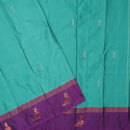 Teal Blue With Violet Border  Arani Silk Saree