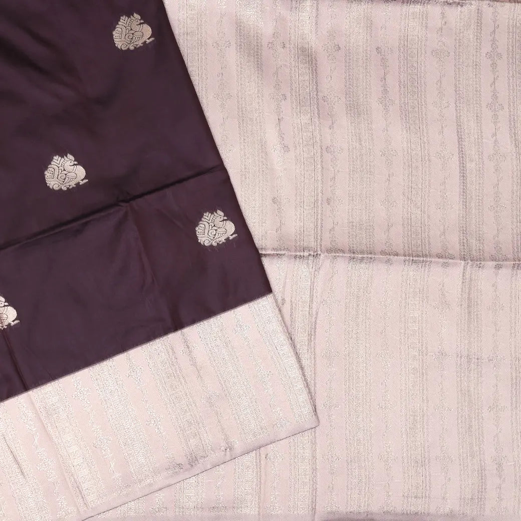 Dark Brown with Light Brown Soft Silk Saree