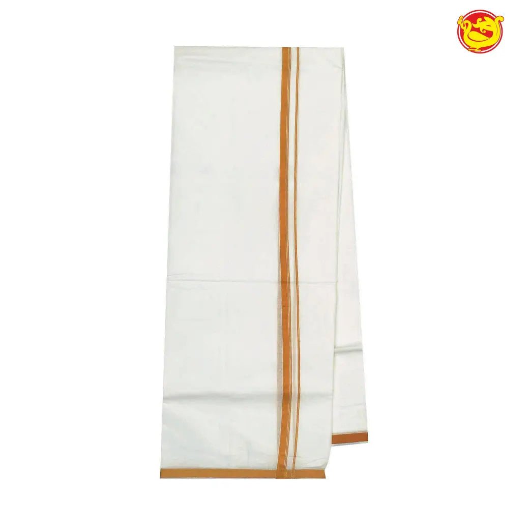 White mens dhoti with thread border