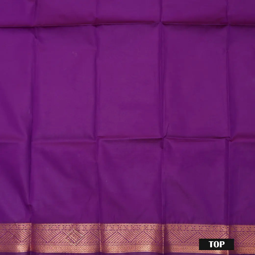 Magenta With Purple Border Floral Design Traditional  Pattu Pavadai Material