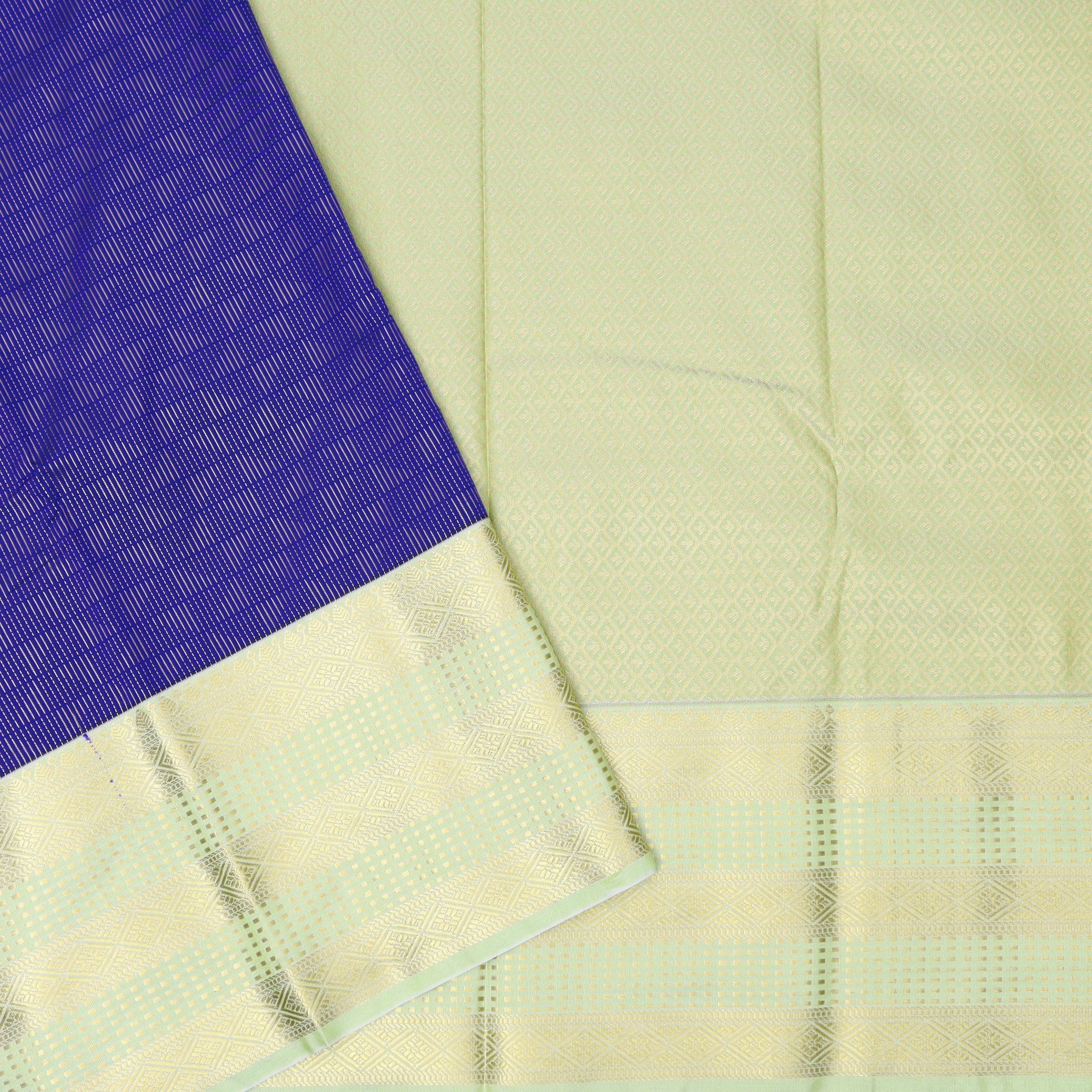 Royal blue With pista green Vaira Oosi Silk Saree