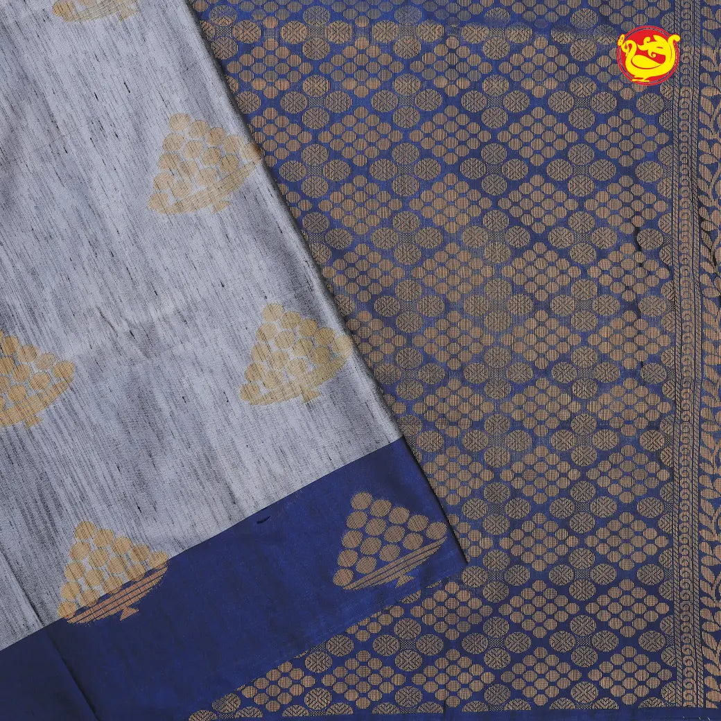 Gray with blue Soft Silk Saree