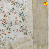 Off - White Raw Silk Saree - Thenianantham