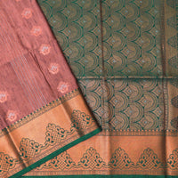 Peach with Forest Green Soft Silk Saree