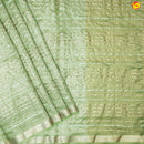 Dark Pista Green Stripes Designs and Tissue Crush Designer Saree with Readymade Designer HandWork Blouse - Thenianantham