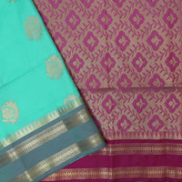 Cool Green With Light Pink Soft Silk Saree