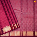 Pink With Checked Motifs and Gold Zari Border Yuvana Pure Soft Silk Saree - Thenianantham