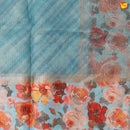 Light Sky Blue art Organza Silk With Digital Floral Design Border Saree